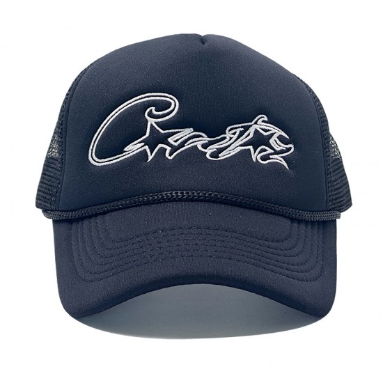 Cross-border new retro American-style embroidered lettered baseball cap, sun visor, personalized mesh trucker hat, wholesale Cross-border new retro American-style embroidered lettered baseball cap, sun visor, personalized mesh trucker hat, wholesale