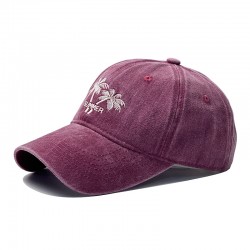New Coconut Tree Washed and Distressed Embroidered Soft Top Baseball Cap, Student Casual Sun Visor Baseball Cap for Men and Women