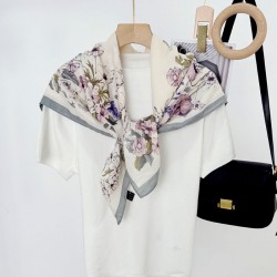 Korean thin, fashionable, elegant silk scarves, 90cm, garden print, neck support, versatile square scarves for women, wholesale scarves. Hair
