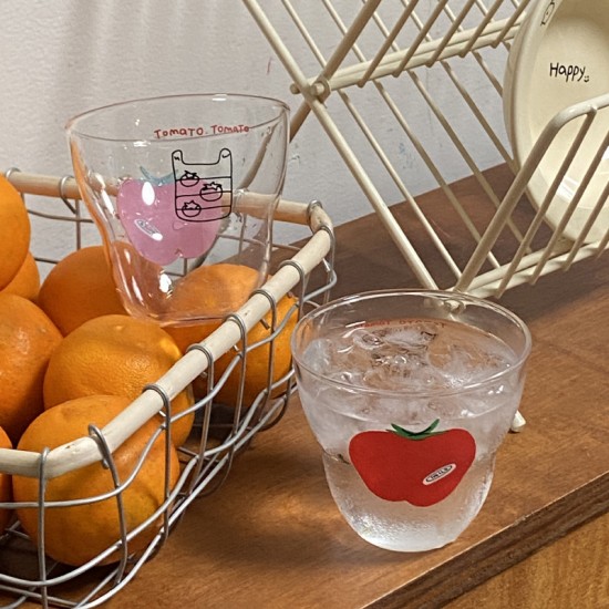Instagram Cartoon Abstract Fish Glass, Cute Blue Fish, High-Resistant Juice and Milk Cup for Couples