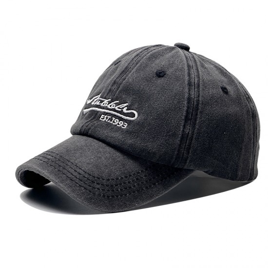 Cross-border washed embroidered lettered baseball hats, versatile casual and fashionable men's and women's baseball caps, washed and distressed sun hats