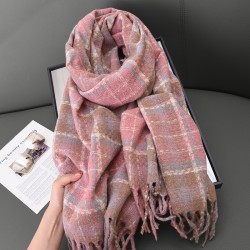 New imitation cashmere plaid, thickened women's cross-border, warm, autumn and winter, whitening, soft, tasseled shawls.