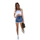 Factory direct sales: 2022 rolled-hem elastic waist, hip-lifting jeans, European and American trendy shorts