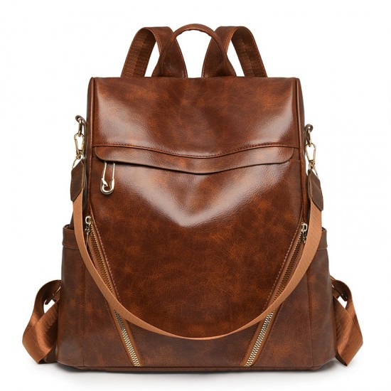 Cross-border trendy contrasting PU leather casual women's backpack, new large-capacity dual-use, fashionable travel backpack. Cross-border trendy contrasting PU leather casual women's backpack, new large-capacity dual-use, fashionable travel backpack.