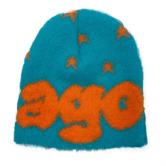 New cross-border boutique, niche two-tone faux mink wool hats, European and American personalized jacquard knitted hats, autumn and winter warm hats.