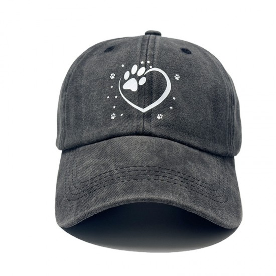 AliExpress Cross-border New Solid Color Washed Baseball Cap Heart dog paw print outdoor sun protection baseball cap AliExpress Cross-border New Solid Color Washed Baseball Cap Heart dog paw print outdoor sun protection baseball cap