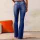 Amazon cross-border European and American retro stretch jeans for women, 2025 spring new washed streetwear flared trousers.