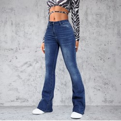 Factory direct sales, 2025 spring and summer new European and American cross-border washed jeans for women, slim-fitting, slightly flared pants