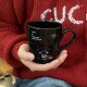 Niche creative cartoon astronaut puppy mug, stylish black and white couple water cup and coffee cup gift.