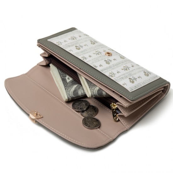 New women's wallet, long clutch, Japanese and Korean fashion print, fresh and stylish tri-fold wallet, multifunctional bag