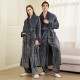2025 new double-layered thickened men's autumn and winter warm pajamas, plus-size plus-length home robes.