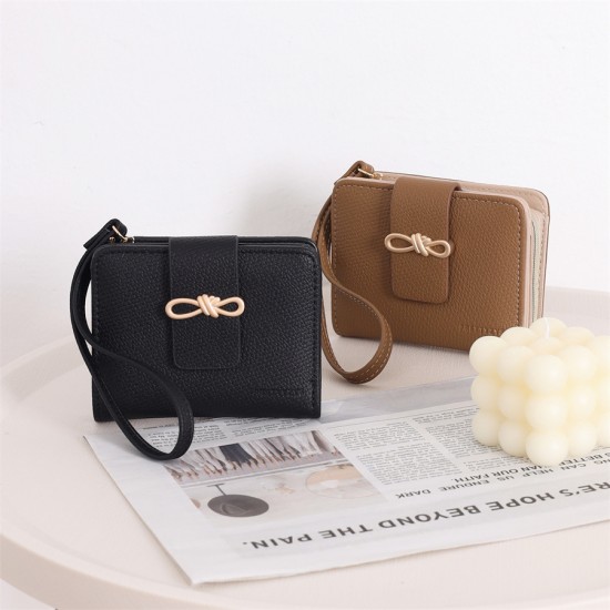 2025 new women's short wallet, Korean style, cute, portable, handbag, foldable zippered, student coin purse.