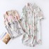 New men's pajamas, pure cotton double-layer gauze, thin short-sleeved, plaid, soft, loose loungewear two-piece set.
