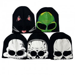 Reflective Skull Knitted Hat, Men's and Women's Luminous Mask, Alien Warm Beanie