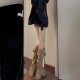 Petite women's elevated over-the-knee boots, Maillard autumn and winter new thick-soled, two-way folding boots.