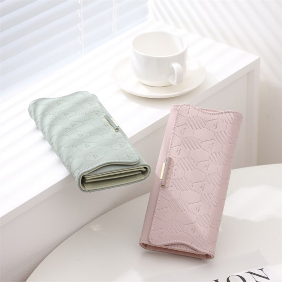 Lianbu new leather goods wallet, long, PU, ​​printed, tri-fold, multi-card slot, multi-functional, large-capacity clutch.
