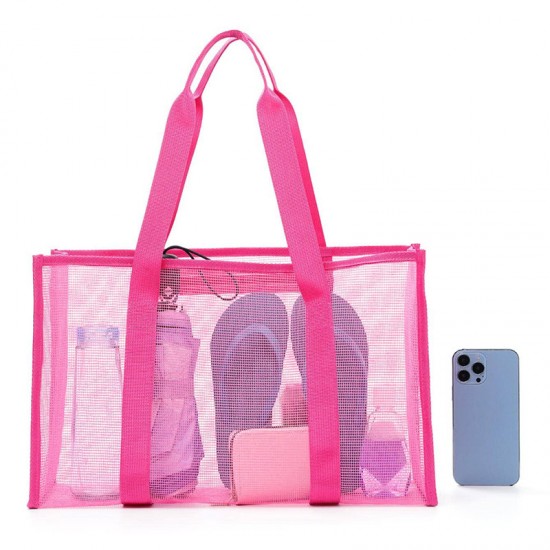Amazon mesh single-shoulder tote bag, men's and women's beach bag, toiletry and swimwear storage bag