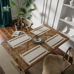 Cross-border hot-selling placemats, farmhouse retro jute tassel table mats, round bowl mats, rectangular insulation mats, napkins.