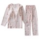 Women's spring and summer thin, long-sleeved, bra-free, rayon silk loungewear set with bra pads. Women's spring and summer thin, long-sleeved, bra-free, rayon silk loungewear set with bra pads.