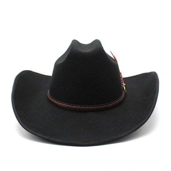 Tibetan woolen hat, thickened felt hat, Tibetan wide-brimmed black leather belt hat, spring and autumn western cowboy hat for men and women