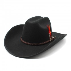 Tibetan woolen hat, thickened felt hat, Tibetan wide-brimmed black leather belt hat, spring and autumn western cowboy hat for men and women