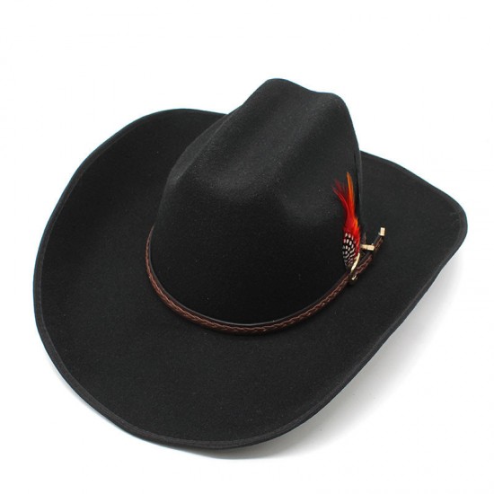 Tibetan woolen hat, thickened felt hat, Tibetan wide-brimmed black leather belt hat, spring and autumn western cowboy hat for men and women