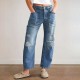In stock: 2025 new European and American cross-border retro ripped jeans, casual patchwork banana pants, loose straight-leg pants for women. In stock: 2025 new European and American cross-border retro ripped jeans, casual patchwork banana pants, loose straight-leg pants for women.