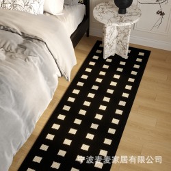 American retro bedside rug, bedroom floor mat, living room, luxury long, thickened imitation wool mat