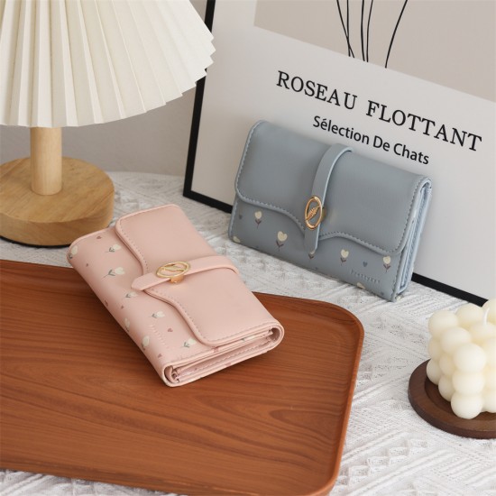 New cross-border women's wallet, fresh, simple, multifunctional, multi-card slot, foldable clutch, coin purse.