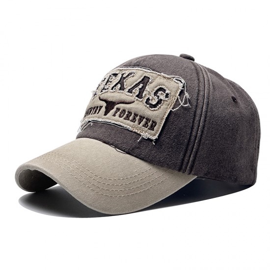 New Cross-border TEXAS Embroidered Baseball Cap, Washed and Distressed Patchwork Embroidered Baseball Cap, Outdoor Retro Sun Visor