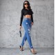 Amazon European and American Cross-border Ripped Jeans for Women, 2025 Spring/Summer New Slimming, Hip-lifting Skinny Pants, High-waisted, In Stock