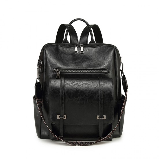 New cross-border retro women's backpacks, new high-end PU soft leather dual-use shoulder bags, large-capacity commuter backpacks