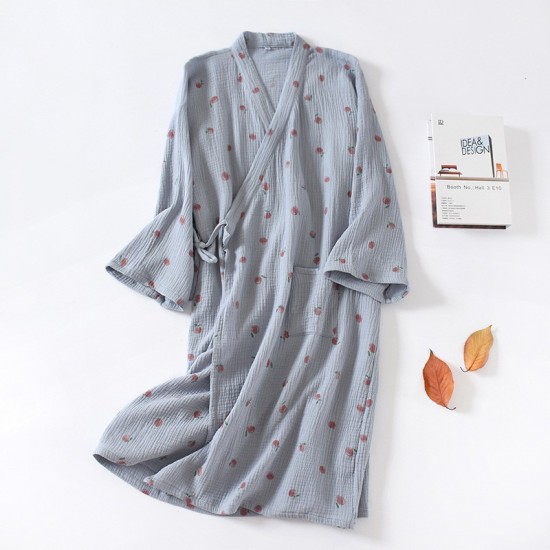 Japanese-style kimono robes, women's cotton double-layer gauze pajamas, spring and summer steaming loungewear, thin, soft bath skirts. Japanese-style kimono robes, women's cotton double-layer gauze pajamas, spring and summer steaming loungewear, thin, soft bath skirts.