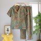 New women's nightdress, pure cotton double-layered crepe, long-sleeved, thin bath skirt, loose spring and summer pajamas, all-cotton loungewear set New women's nightdress, pure cotton double-layered crepe, long-sleeved, thin bath skirt, loose spring and summer pajamas, all-cotton loungewear set