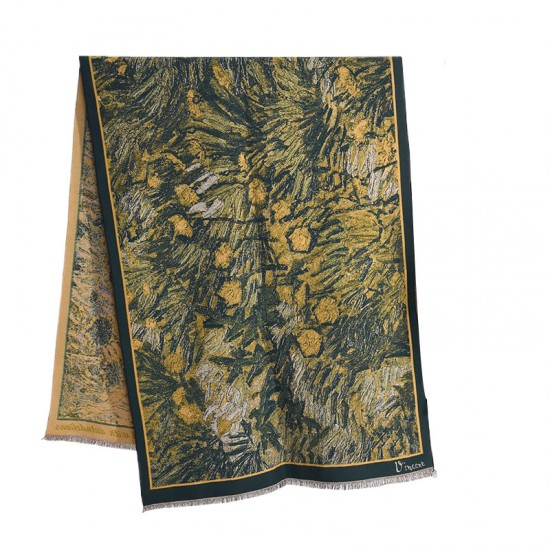 European and American retro oil painting style, an elegant, stylish, niche, warm neck scarf.