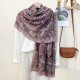 Ethnic cashew print long scarf for women, luxurious and versatile, classic pattern, sun protection silk scarf for travel