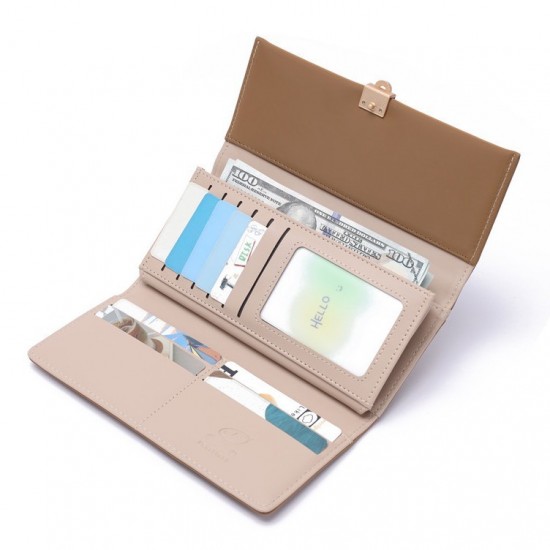 PRETTYZYS New Long Wallet for Women, Japanese and Korean Style Frosted Buckle and Folding Long Clutch and Card Holder