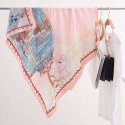 2025 new rural-style silk scarves versatile spring and summer elegant scarves and shawls dual-use French simple imitation silk square scarves.