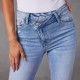 2025 European and American new cross-border foreign trade stretch straight-leg jeans for women, stylish commuter-friendly ripped washed trousers