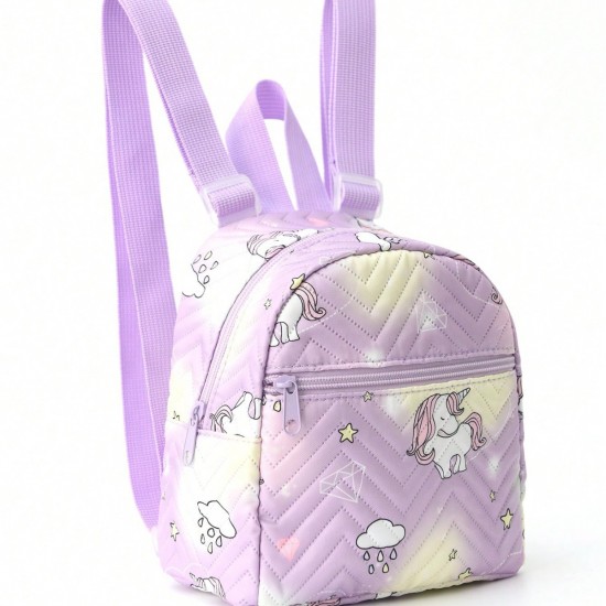 Best-selling cross-border women's backpack, rainbow multi-color PU quilted mini backpack, stylish and casual, high-end school bag