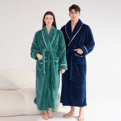 Premium, double-layered, thickened, Austrian grain fleece nightgown, new for women, winter (25 new styles), extra-long, stylish, short, warm, autumn bathrobe.
