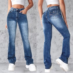 Factory direct sales: 2025 cross-border European and American retro hot girl jeans, tight-fitting, high-elastic flared pants for women, in stock