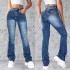 Factory direct sales: 2025 cross-border European and American retro hot girl jeans, tight-fitting, high-elastic flared pants for women, in stock