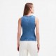 2025 summer new European and American cross-border trade sleeveless slim-fit denim vest for women, round-neck waistcoat