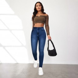2025 Cross-Border Amazon Independent Autumn Hot Girl Skinny Jeans: Streetwear High-Waisted Stretch Skinny Pants for Women
