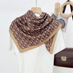 French 90 size lettered large square scarf, elegant outerwear for women, thin double-sided casual style for women