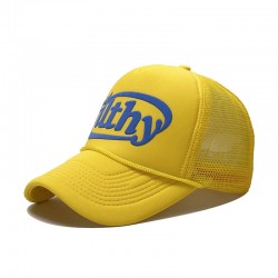 New English lettered embroidered colorblock baseball caps, men's and women's sun visor mesh coconut tree trucker hats, wholesale