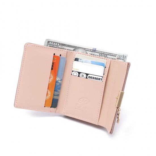 2025 New Short Women's Small Fresh Foldable Multifunctional Wallet with Diamond Plaid Full PU Leather Student Coin Purse
