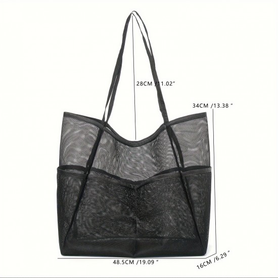Amazon mesh single-shoulder tote bag, men's and women's beach bag, toiletry and swimwear storage bag