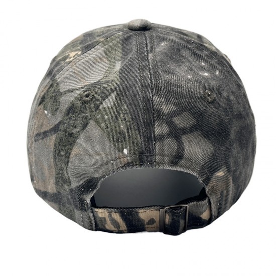 New American rose red bear embroidered camouflage baseball caps, trendy outdoor sun hats.